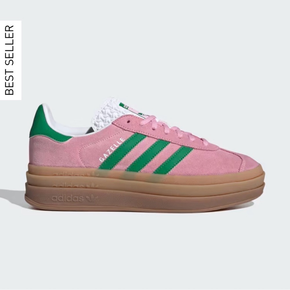 Adidas Women's Pink and Green Gazelle Sneakers